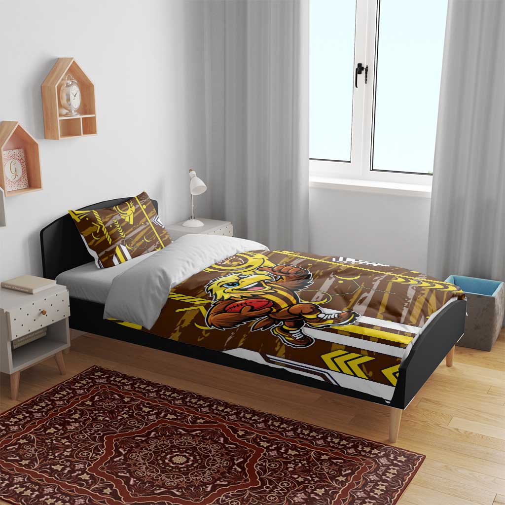 Hawthorn Hawks Bedding Set Mascot Cartoon Football Illustration Style