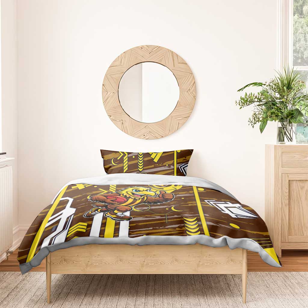 Hawthorn Hawks Bedding Set Mascot Cartoon Football Illustration Style