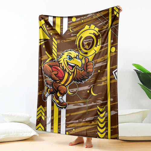Hawthorn Hawks Blanket Mascot Cartoon Football Illustration Style