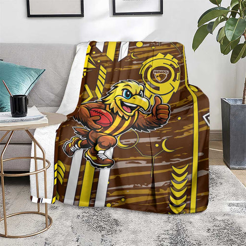 Hawthorn Hawks Blanket Mascot Cartoon Football Illustration Style