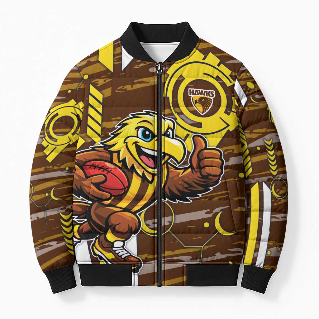 Hawthorn Hawks Bomber Puffer Jacket Mascot Cartoon Football Illustration Style