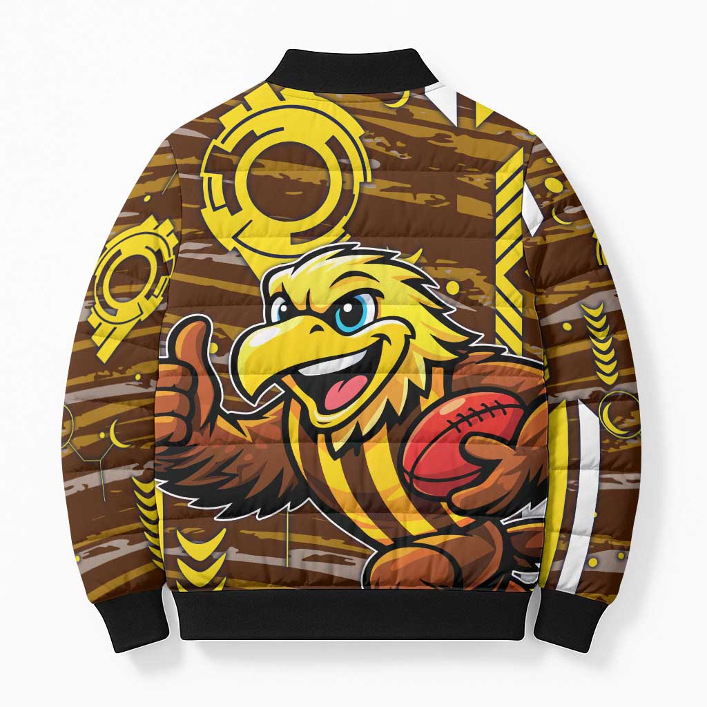 Hawthorn Hawks Bomber Puffer Jacket Mascot Cartoon Football Illustration Style