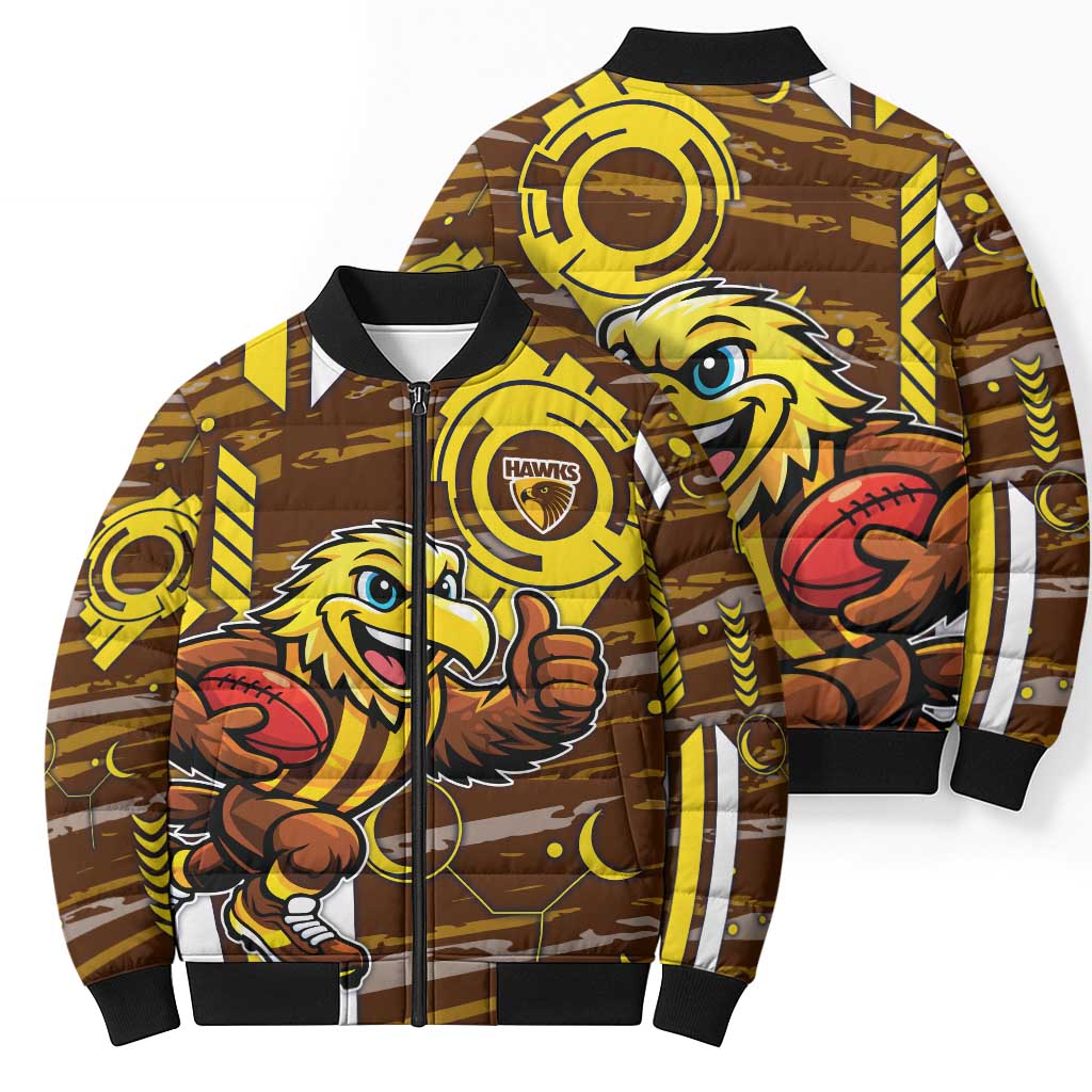 Hawthorn Hawks Bomber Puffer Jacket Mascot Cartoon Football Illustration Style