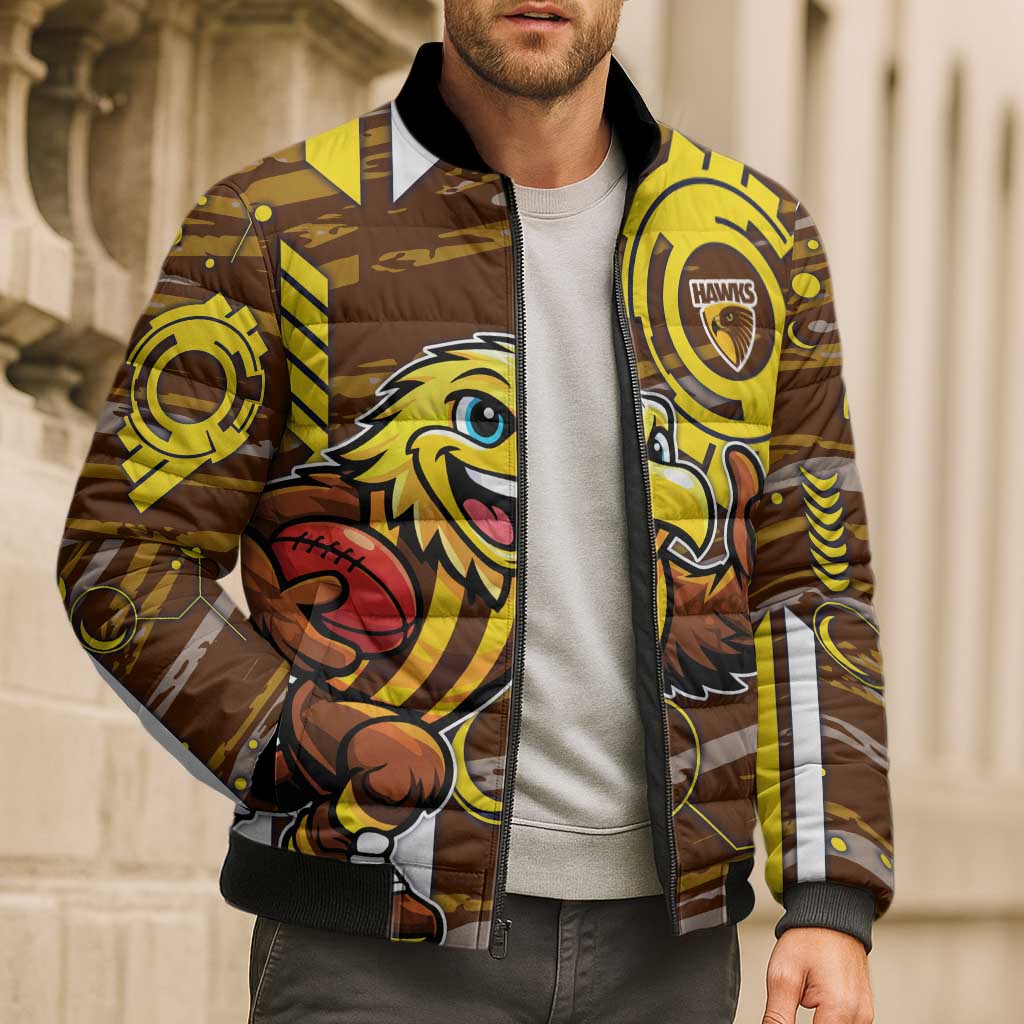 Hawthorn Hawks Bomber Puffer Jacket Mascot Cartoon Football Illustration Style