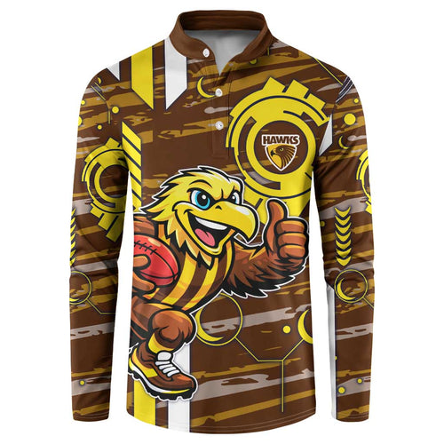 Hawthorn Hawks Button Sweatshirt Mascot Cartoon Football Illustration Style