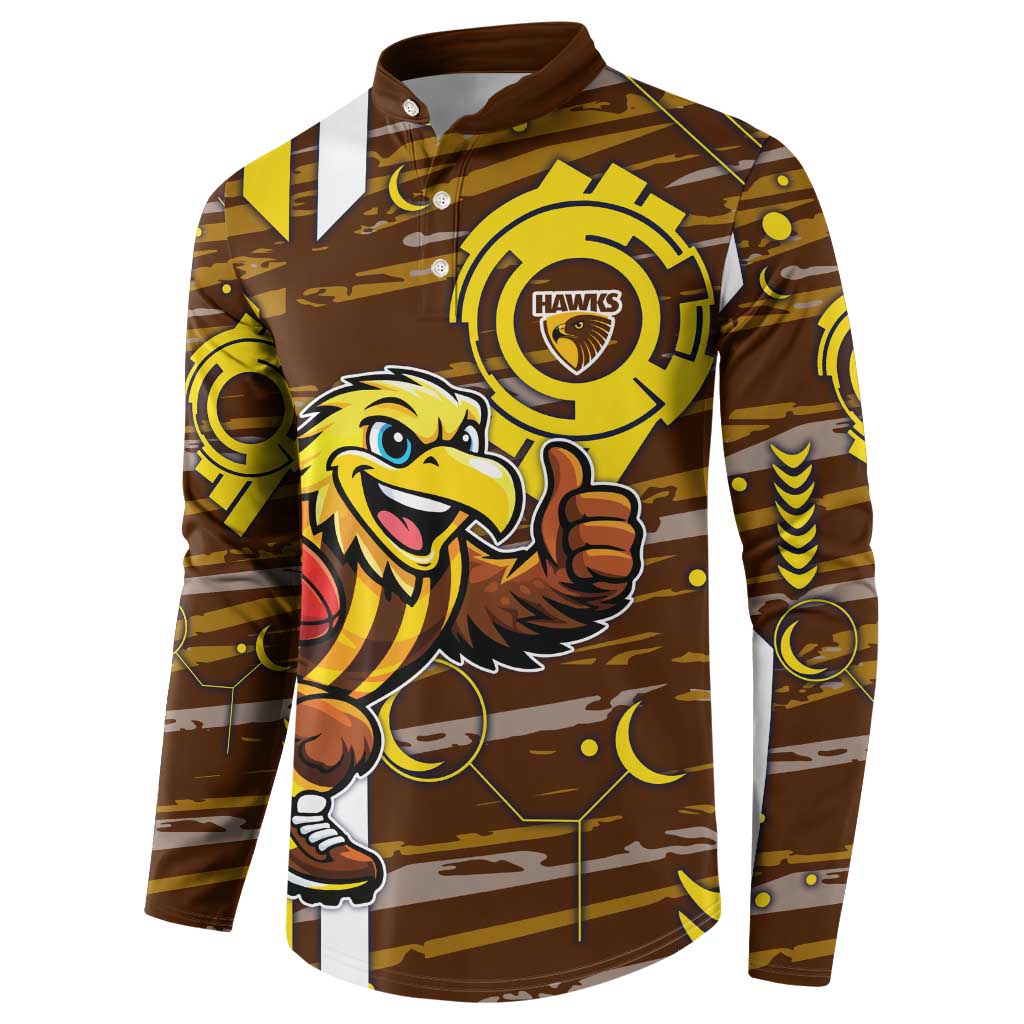 Hawthorn Hawks Button Sweatshirt Mascot Cartoon Football Illustration Style