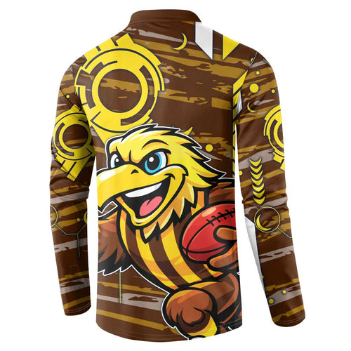 Hawthorn Hawks Button Sweatshirt Mascot Cartoon Football Illustration Style
