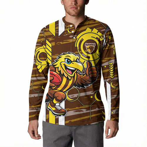 Hawthorn Hawks Button Sweatshirt Mascot Cartoon Football Illustration Style