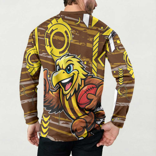 Hawthorn Hawks Button Sweatshirt Mascot Cartoon Football Illustration Style