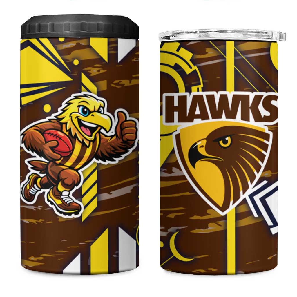 Hawthorn Hawks 4 in 1 Can Cooler Tumbler Mascot Cartoon Football Illustration Style