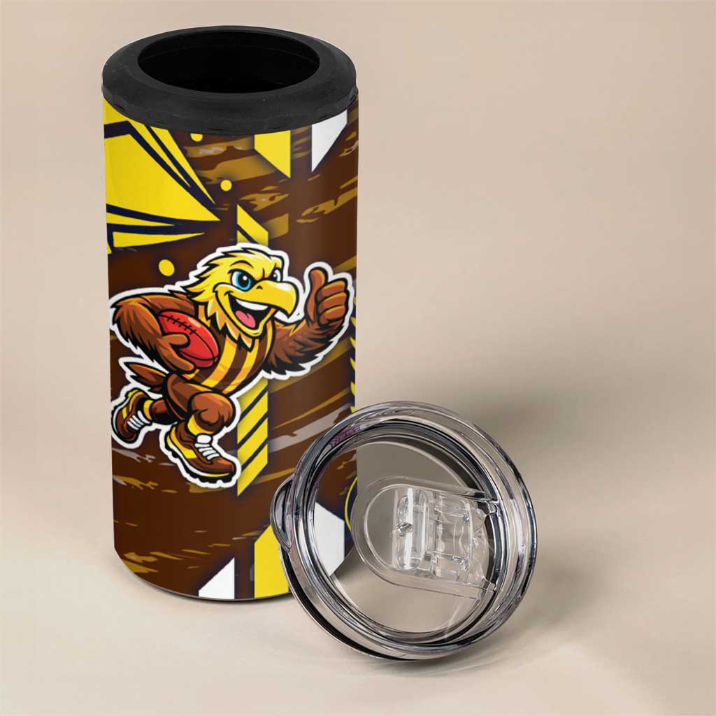 Hawthorn Hawks 4 in 1 Can Cooler Tumbler Mascot Cartoon Football Illustration Style