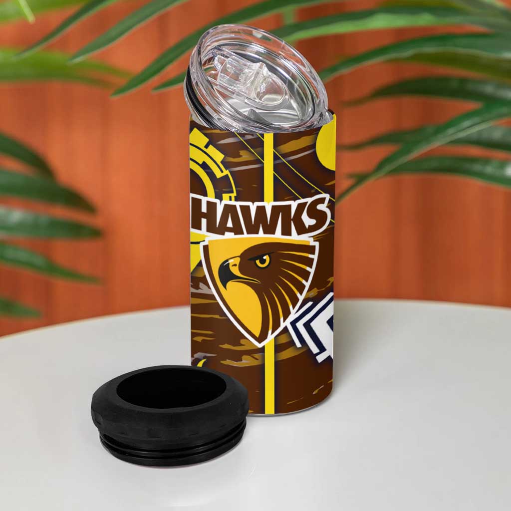 Hawthorn Hawks 4 in 1 Can Cooler Tumbler Mascot Cartoon Football Illustration Style