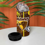Hawthorn Hawks 4 in 1 Can Cooler Tumbler Mascot Cartoon Football Illustration Style