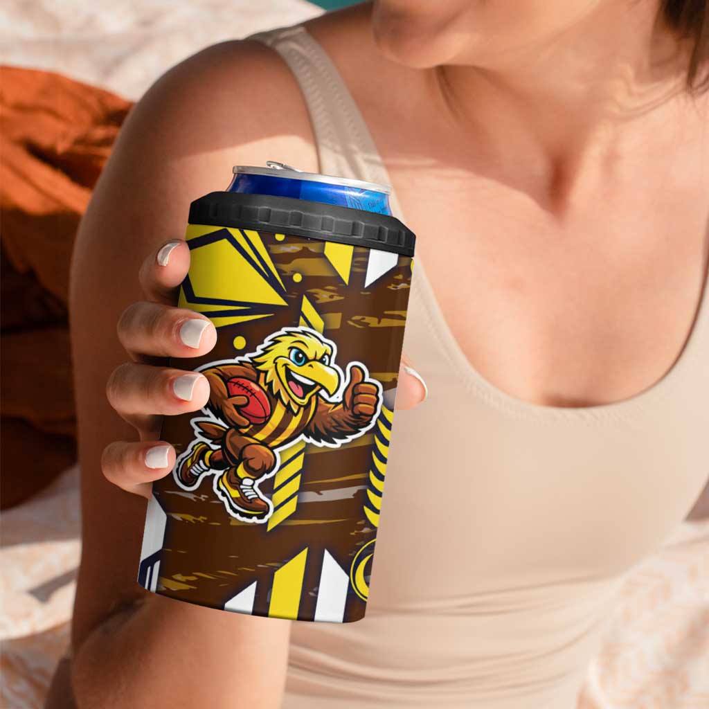 Hawthorn Hawks 4 in 1 Can Cooler Tumbler Mascot Cartoon Football Illustration Style