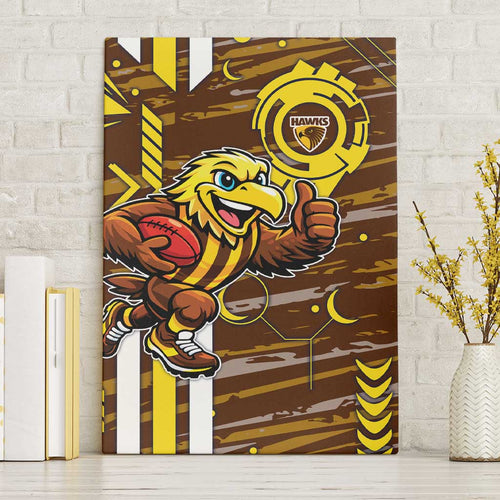 Hawthorn Hawks Canvas Wall Art Mascot Cartoon Football Illustration Style