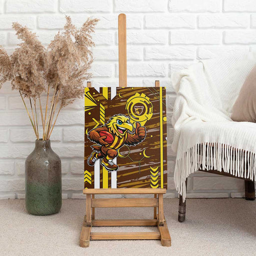 Hawthorn Hawks Canvas Wall Art Mascot Cartoon Football Illustration Style