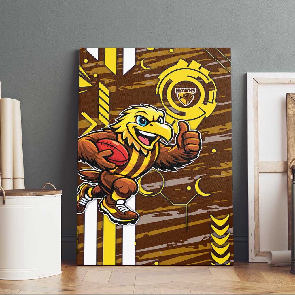 Hawthorn Hawks Canvas Wall Art Mascot Cartoon Football Illustration Style