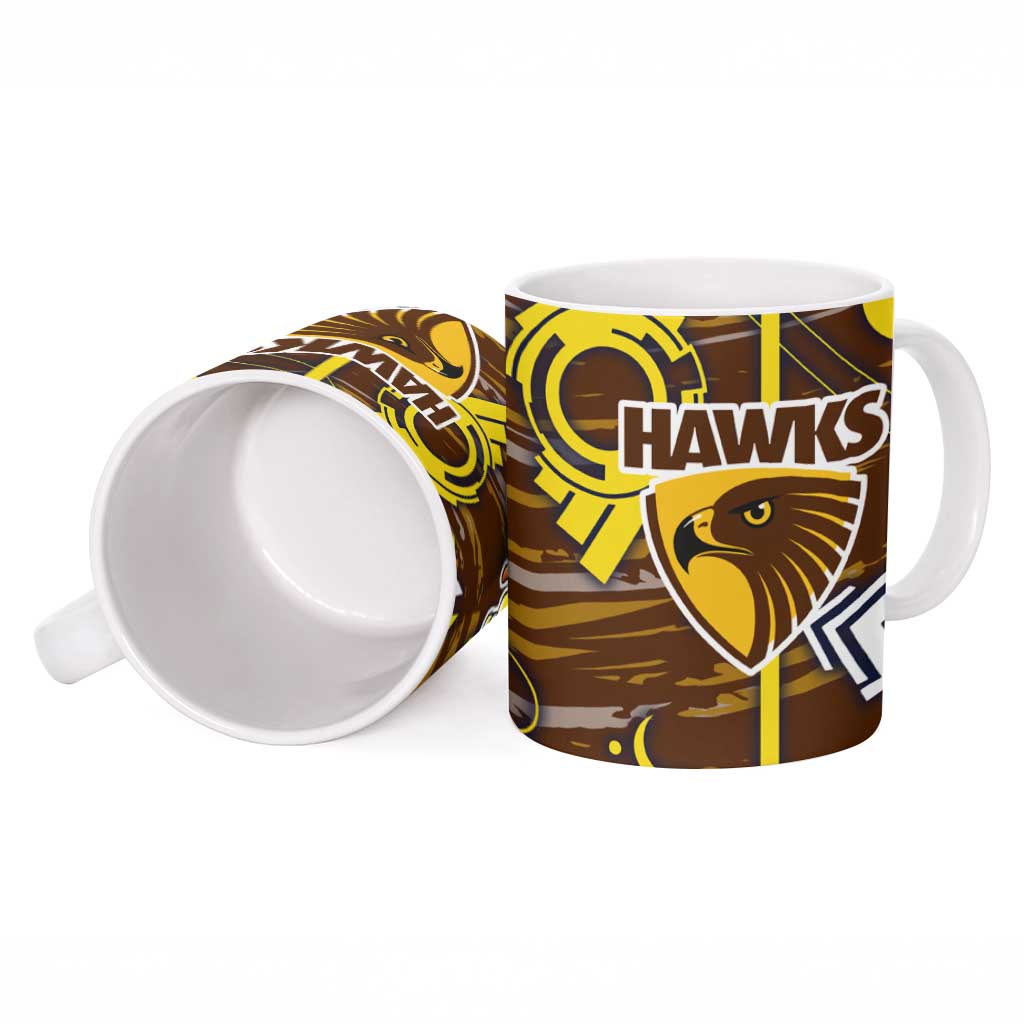 Hawthorn Hawks Ceramic Mug Mascot Cartoon Football Illustration Style