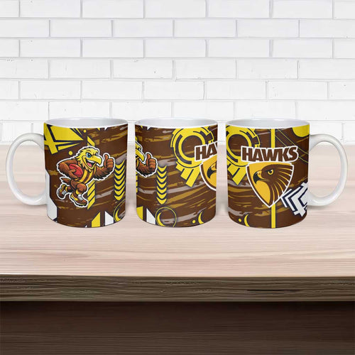 Hawthorn Hawks Ceramic Mug Mascot Cartoon Football Illustration Style