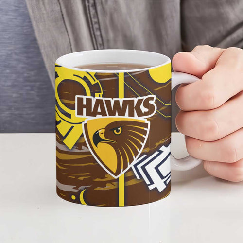 Hawthorn Hawks Ceramic Mug Mascot Cartoon Football Illustration Style