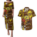 Hawthorn Hawks Couples Matching Puletasi and Hawaiian Shirt Mascot Cartoon Football Illustration Style