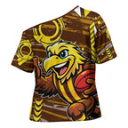 Hawthorn Hawks Cross Shoulder Shirt Mascot Cartoon Football Illustration Style