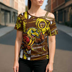 Hawthorn Hawks Cross Shoulder Shirt Mascot Cartoon Football Illustration Style