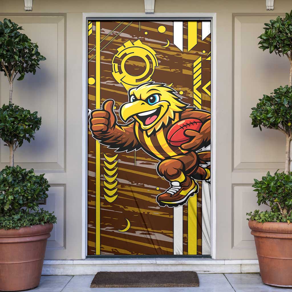 Hawthorn Hawks Door Cover Mascot Cartoon Football Illustration Style