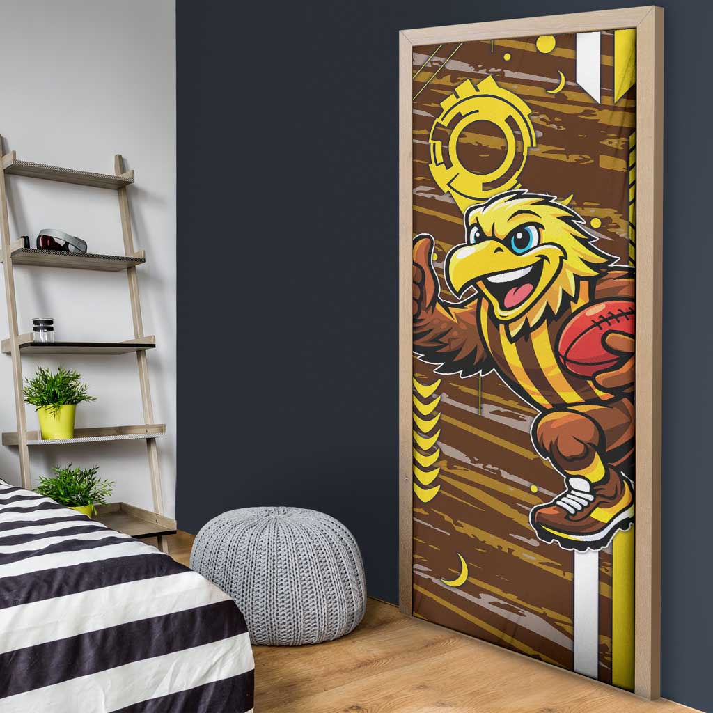 Hawthorn Hawks Door Cover Mascot Cartoon Football Illustration Style