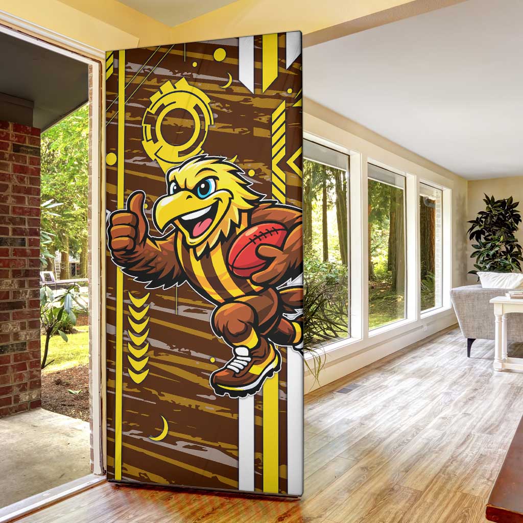 Hawthorn Hawks Door Cover Mascot Cartoon Football Illustration Style