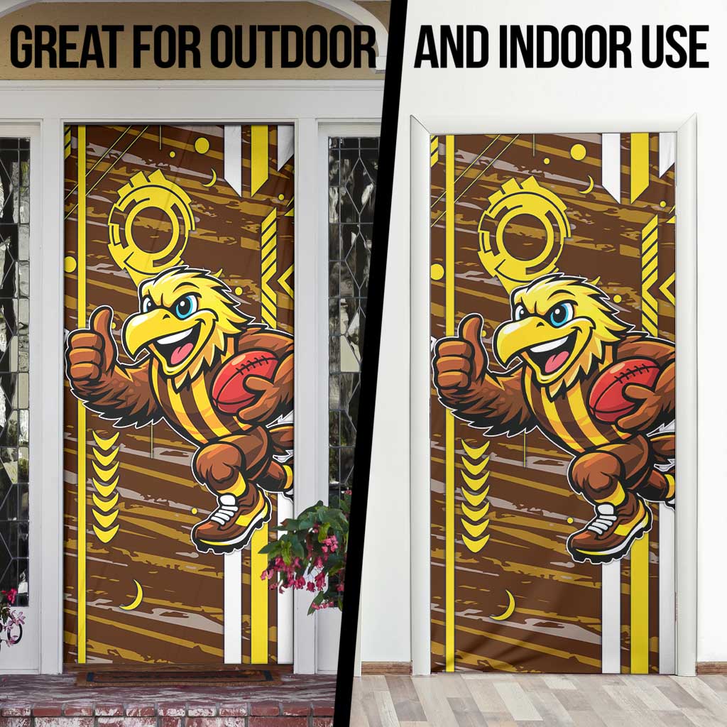 Hawthorn Hawks Door Cover Mascot Cartoon Football Illustration Style