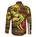 Hawthorn Hawks Family Matching Mermaid Dress and Hawaiian Shirt Mascot Cartoon Football Illustration Style