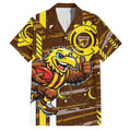 Hawthorn Hawks Family Matching Off Shoulder Maxi Dress and Hawaiian Shirt Mascot Cartoon Football Illustration Style