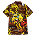 Hawthorn Hawks Family Matching Puletasi and Hawaiian Shirt Mascot Cartoon Football Illustration Style