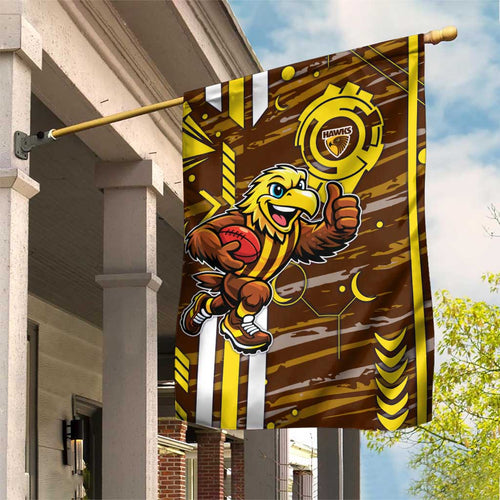 Hawthorn Hawks Garden Flag Mascot Cartoon Football Illustration Style