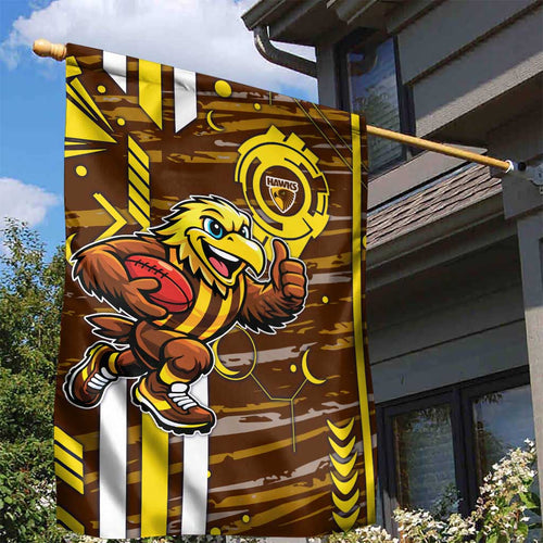 Hawthorn Hawks Garden Flag Mascot Cartoon Football Illustration Style