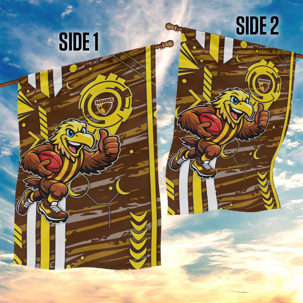 Hawthorn Hawks Garden Flag Mascot Cartoon Football Illustration Style