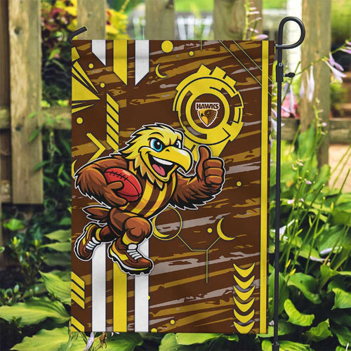 Hawthorn Hawks Garden Flag Mascot Cartoon Football Illustration Style
