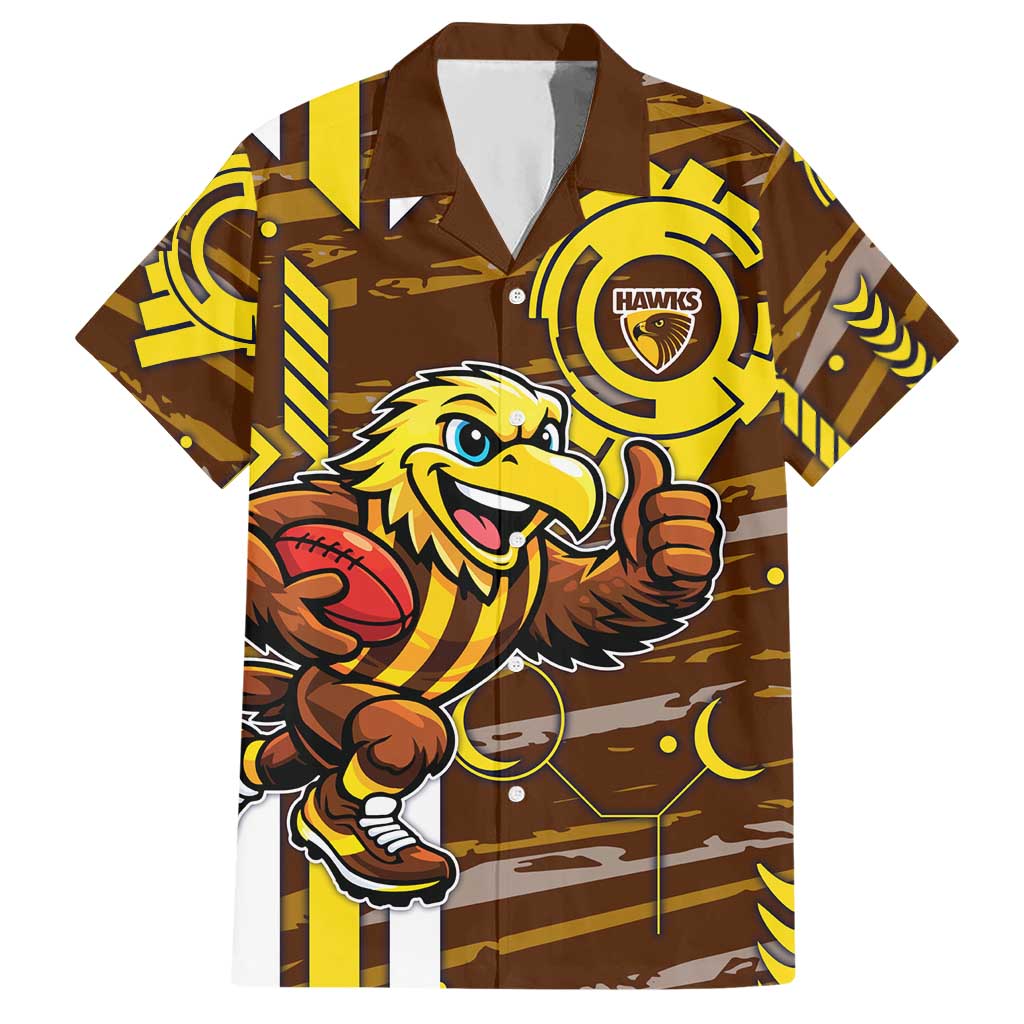 Hawthorn Hawks Hawaiian Shirt Mascot Cartoon Football Illustration Style