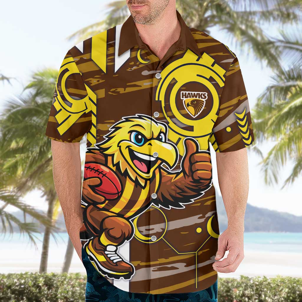 Hawthorn Hawks Hawaiian Shirt Mascot Cartoon Football Illustration Style