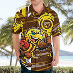 Hawthorn Hawks Hawaiian Shirt Mascot Cartoon Football Illustration Style