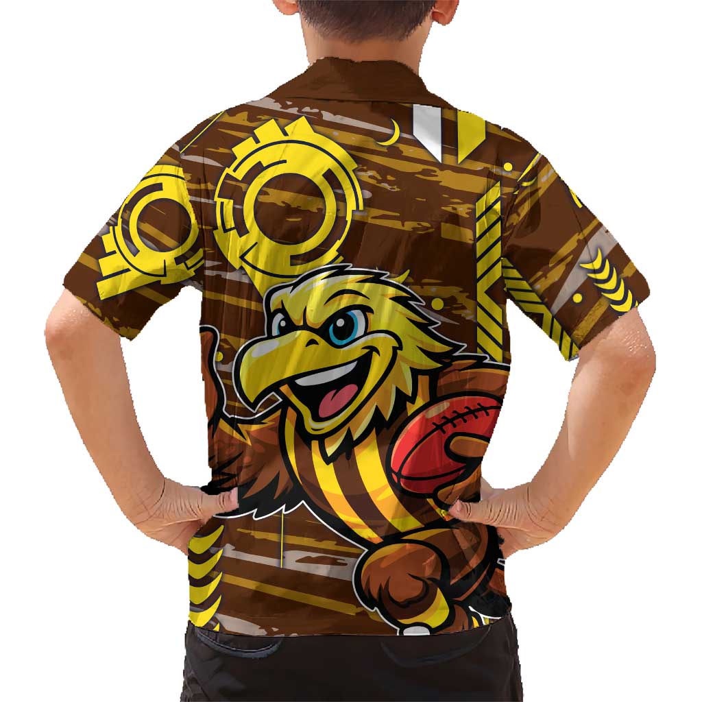 Hawthorn Hawks Hawaiian Shirt Mascot Cartoon Football Illustration Style