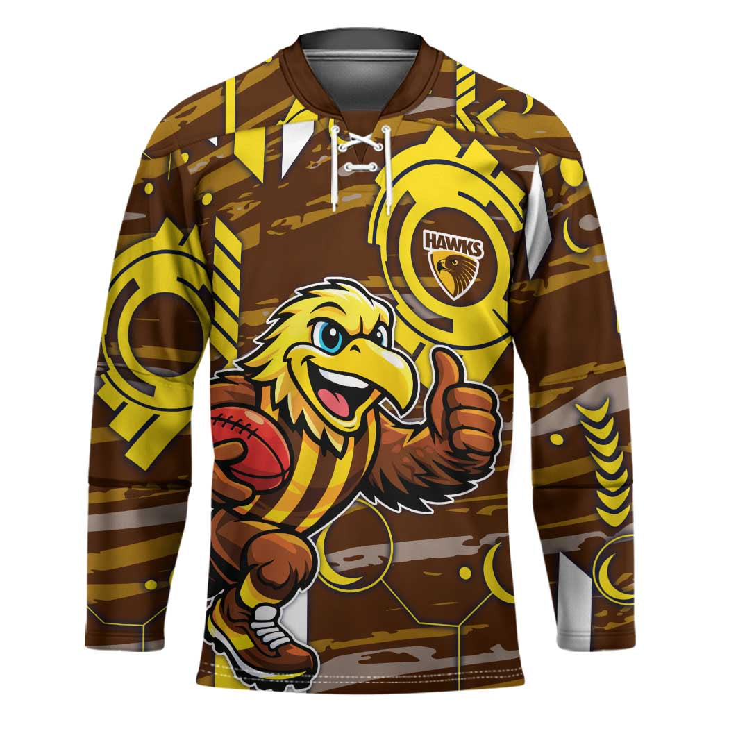 Hawthorn Hawks Hockey Jersey Mascot Cartoon Football Illustration Style