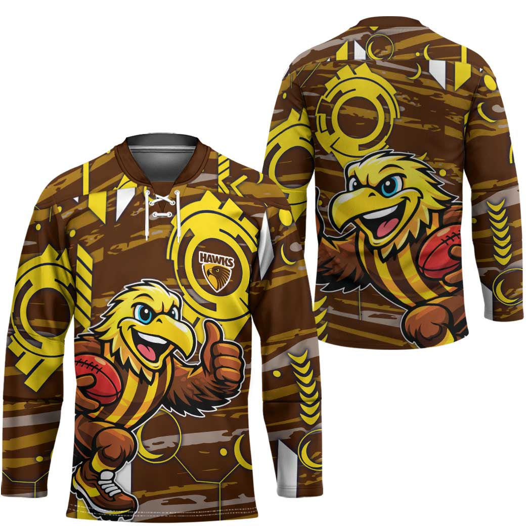 Hawthorn Hawks Hockey Jersey Mascot Cartoon Football Illustration Style