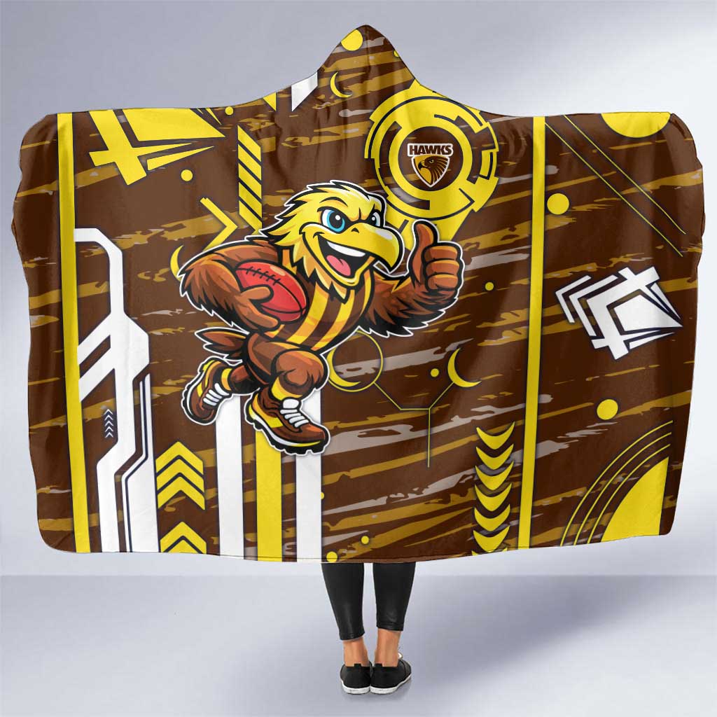 Hawthorn Hawks Hooded Blanket Mascot Cartoon Football Illustration Style