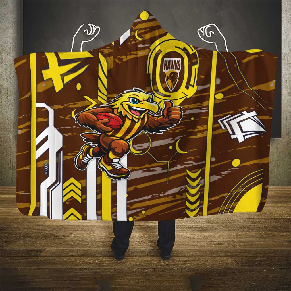 Hawthorn Hawks Hooded Blanket Mascot Cartoon Football Illustration Style