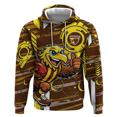 Hawthorn Hawks Hoodie Mascot Cartoon Football Illustration Style