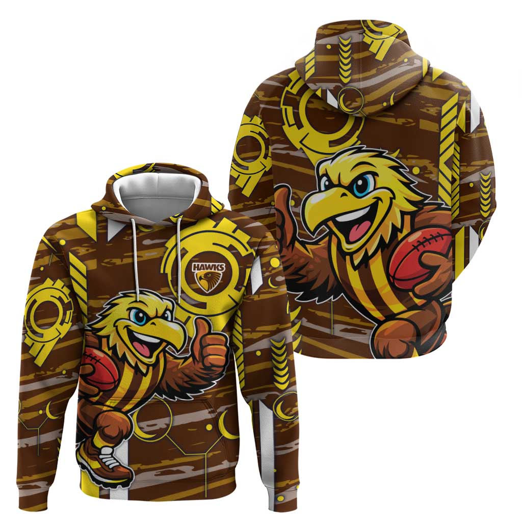 Hawthorn Hawks Hoodie Mascot Cartoon Football Illustration Style