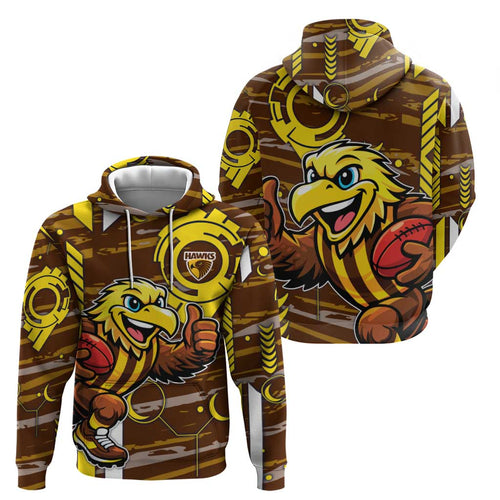 Hawthorn Hawks Hoodie Mascot Cartoon Football Illustration Style