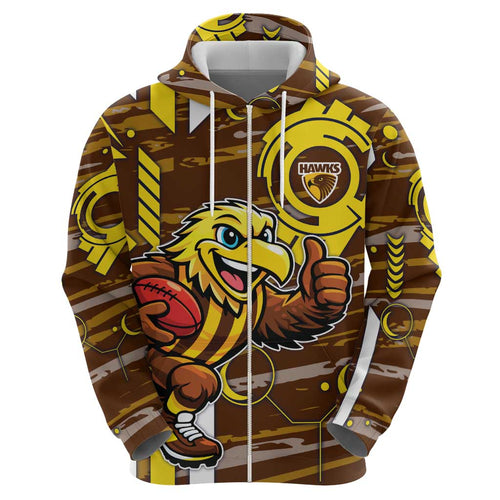 Hawthorn Hawks Hoodie Mascot Cartoon Football Illustration Style
